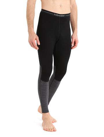 Men's Icebreaker Merino 260 ZoneKnit™ Merino Leggings Base Layers Black / Jet Heather | CA 1615DFMN